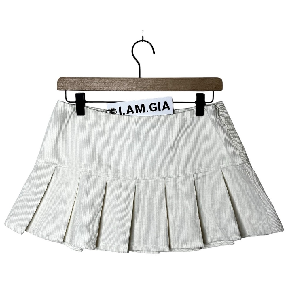 NWT I.Am.Gia Raphie Pleated Mini Corduroy Skirt White Cream Size S Y2K I.Am.Gia